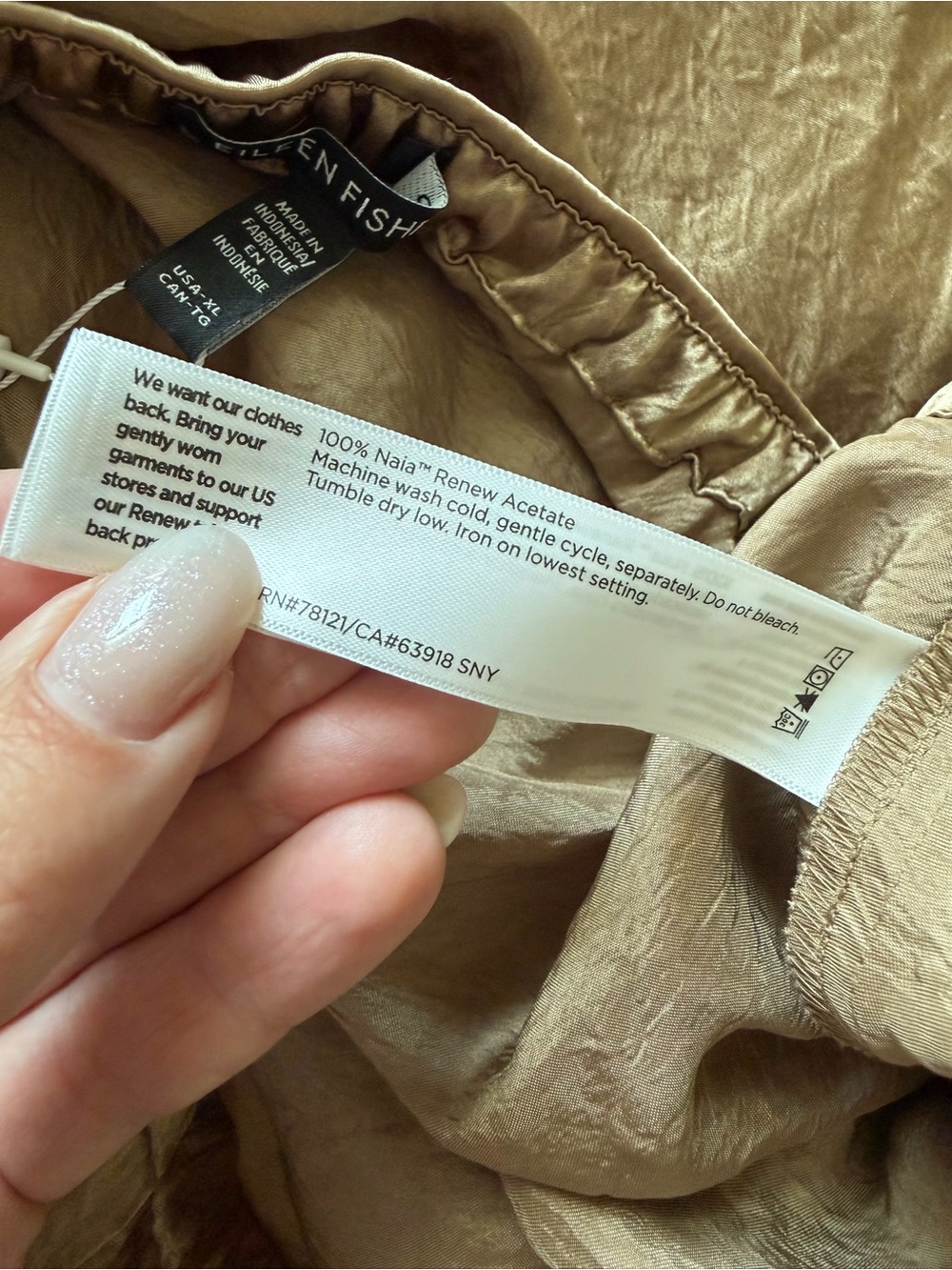 Eileen Fisher Textured Satin Slip Skirt XL Biscuit NWT - Picture 10 of 10